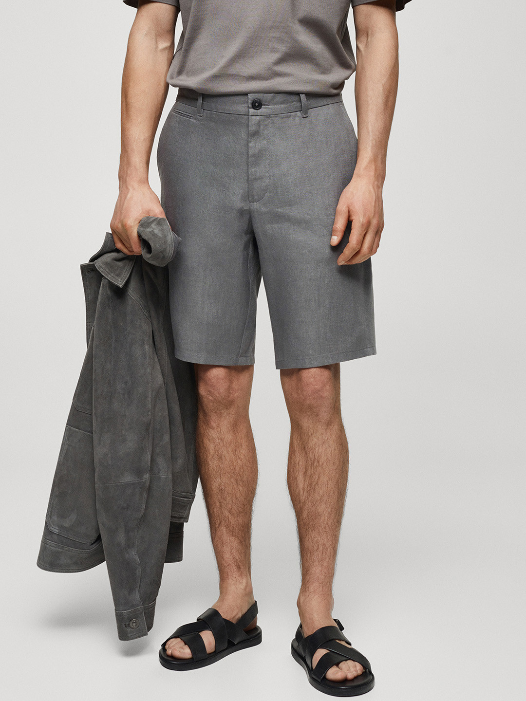 Linen Shorts Mango Short Lino Shop Slim Fit Solid Linen Shorts