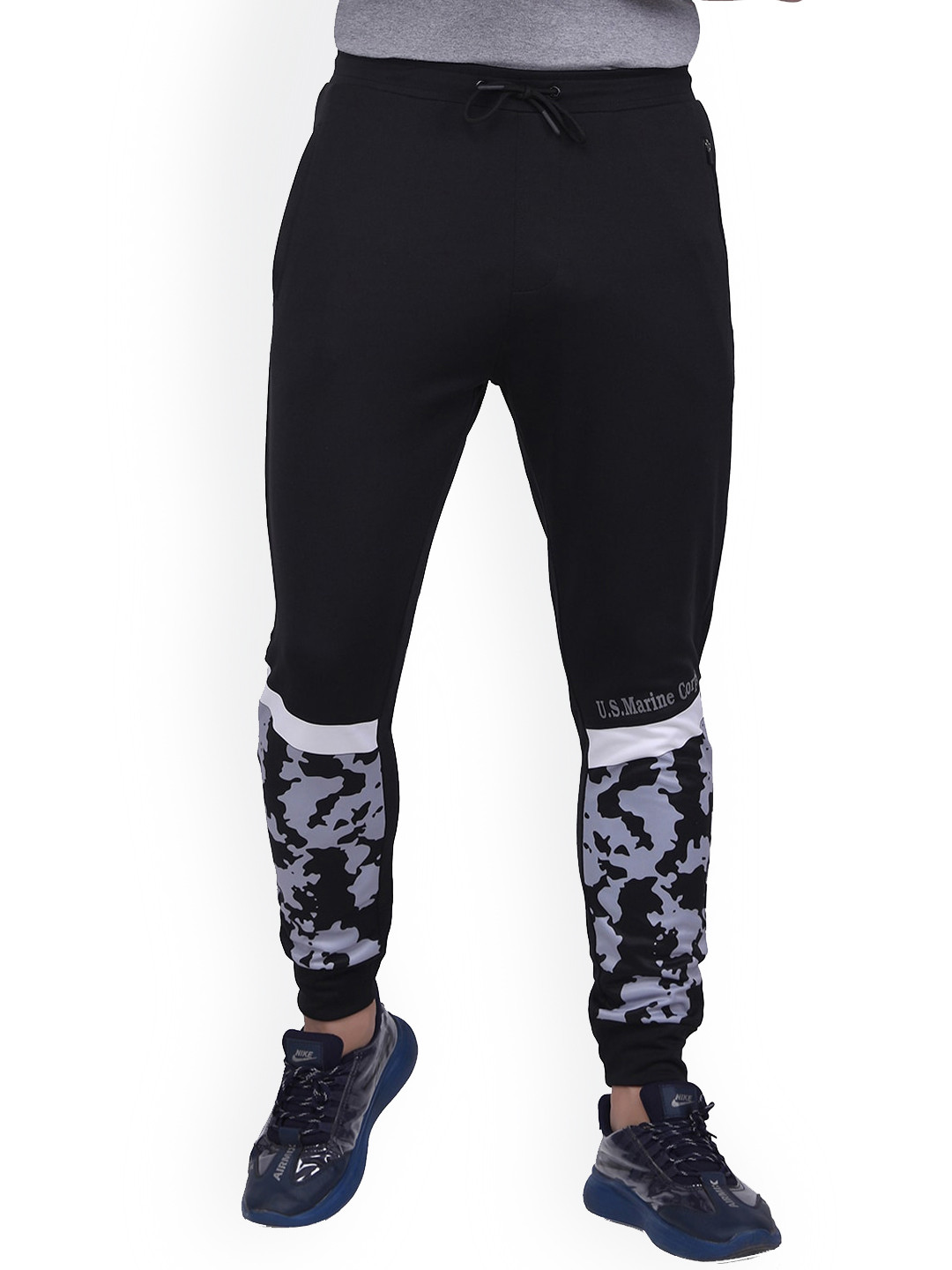 USMC Men Printed Mid Rise Stretchable Track Pants
