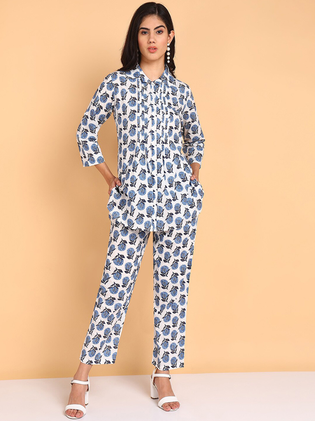 BLOCKS OF INDIA Printed Pure Cotton Shirt With Trousers