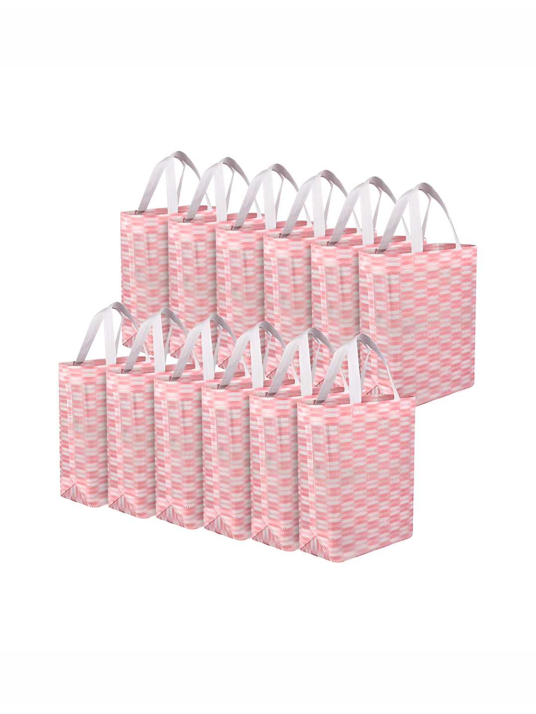 Kuber Industries Pink Set of 12 Reusable Tote Bags