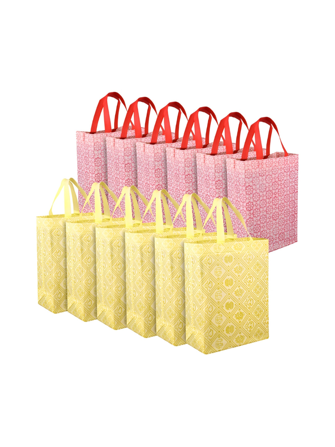 Kuber Industries 12-Pcs Printed Reusable Shopping Handbag