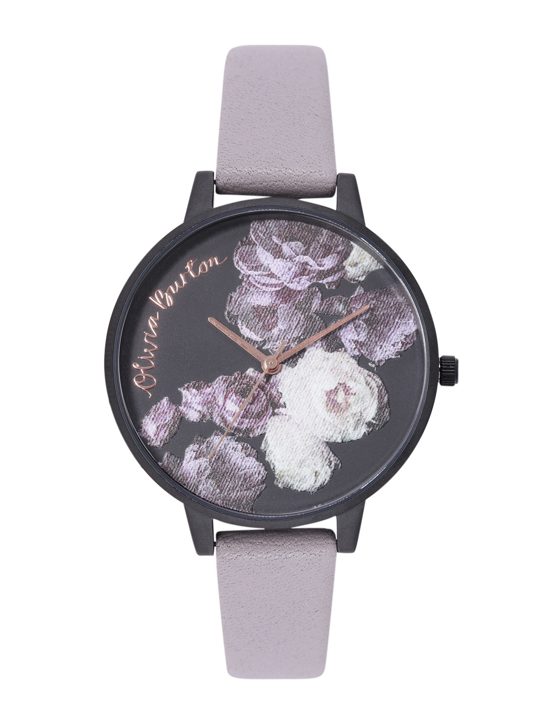 Olivia Burton Women Fine Art Floral Printed Leather Analogue Watch OB16AD11-Black