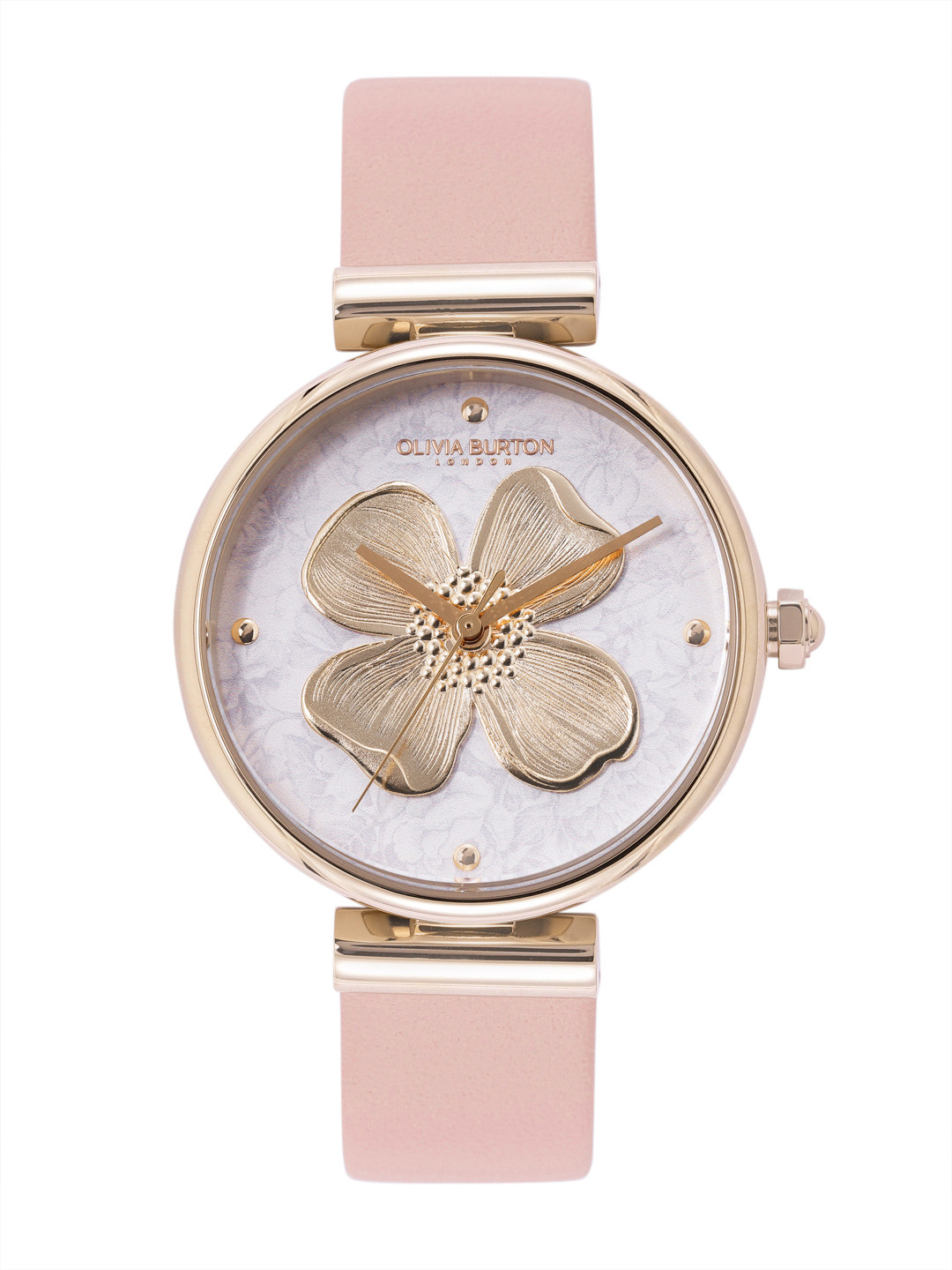 Olivia Burton Women Dogwood Printed Leather Analogue Watch 24000094-Silver