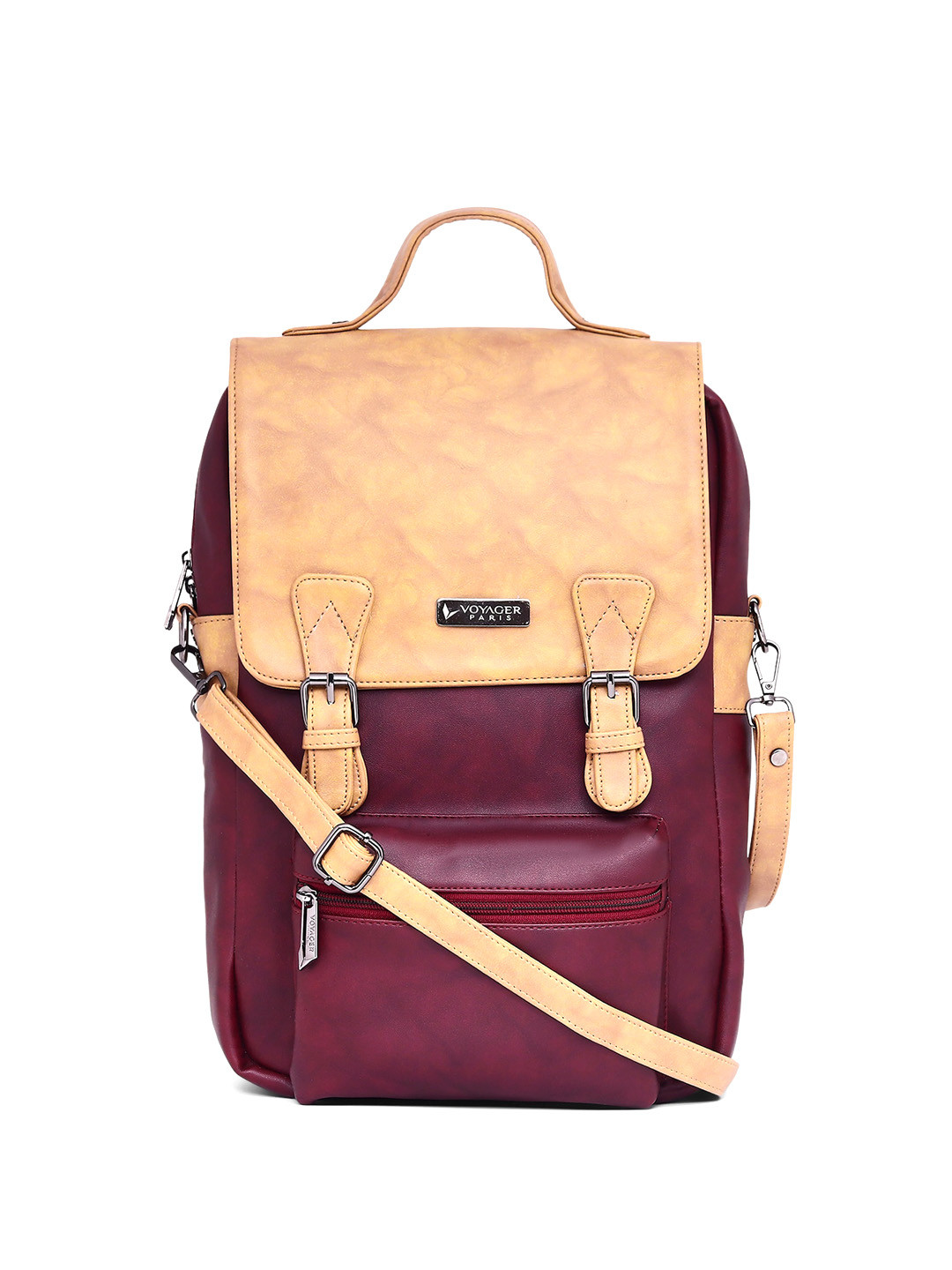 VOYAGER PARIS Unisex Colourblocked Leather Backpack