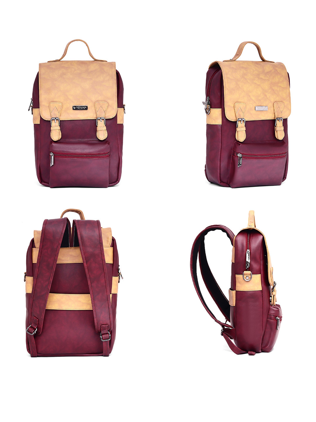 VOYAGER PARIS Leather Structured Handheld Bag with Cut Work