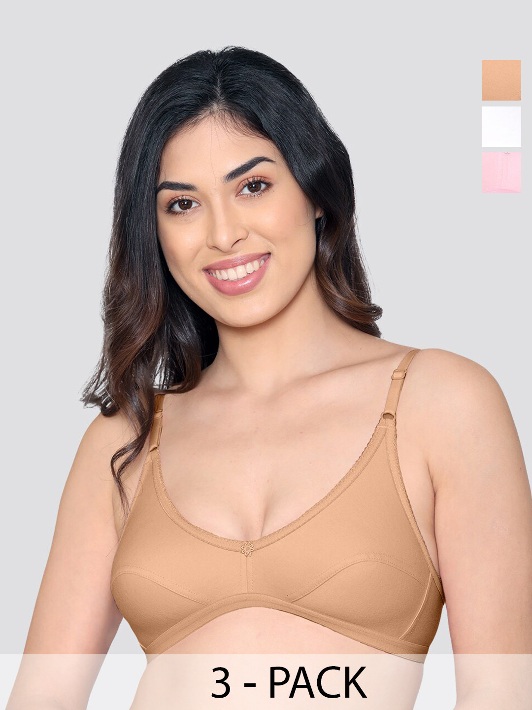 Kalyani Vidhi Non Padded Everyday Bra ND-WHT-PNK