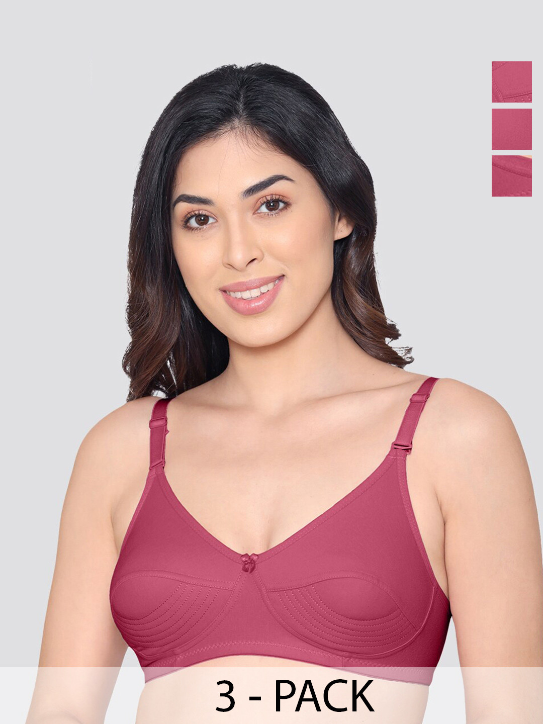 Kalyani Pranika Pack of 3 Full Coverage Side Stitching Everyday Bra RBUD-RBUD-RBUD