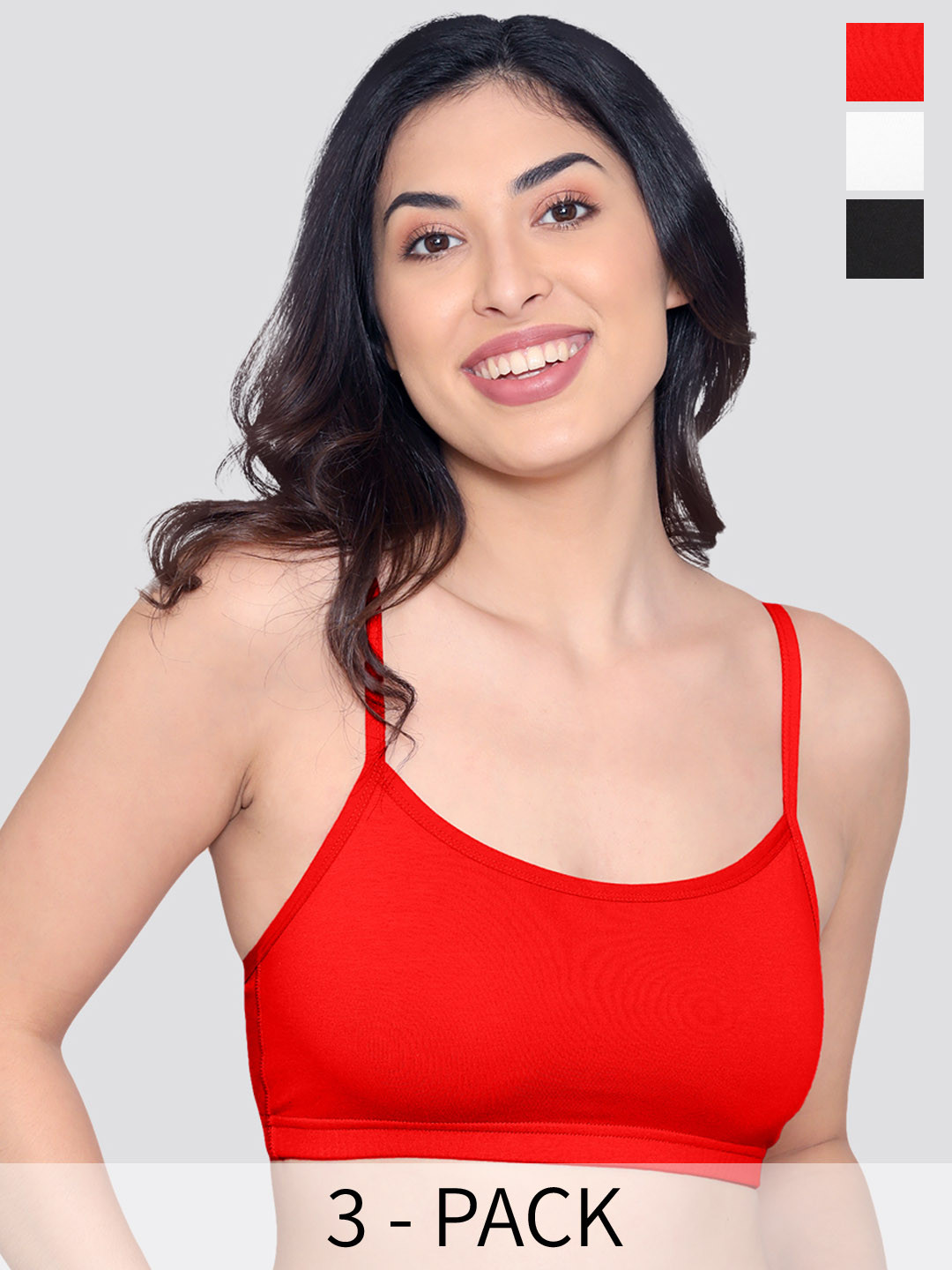 Kalyani Mia Pack of 3 Girl's Beginner Bra WHT-RD-BLK