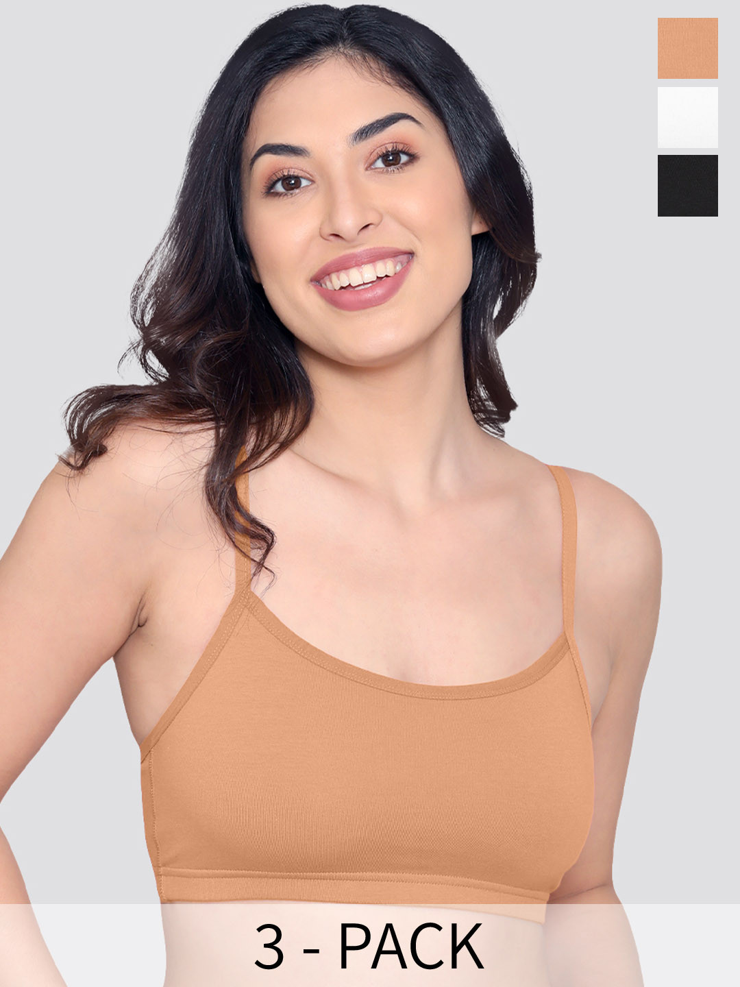 Kalyani Mia Pack of 3 Girl's Beginner Bra BLK-ND-WHT