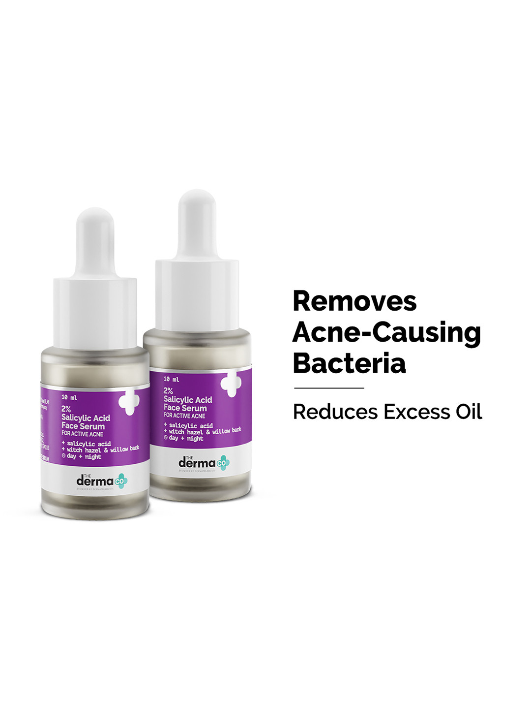 The Derma co. Set of 2 Salicylic Acid Face Serum with WitchHazel & WillowBark - 10 ml each