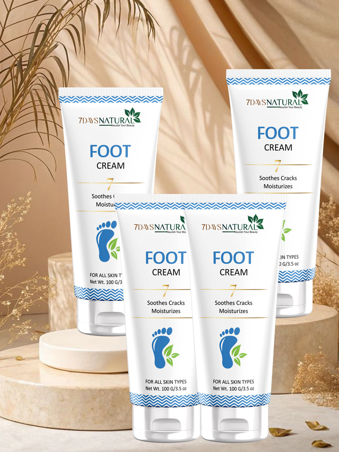 7DAYSNATURAL Feel Of Nature Set Of 4 Foot Cream For Dry & Cracked Feet - 100g Each
