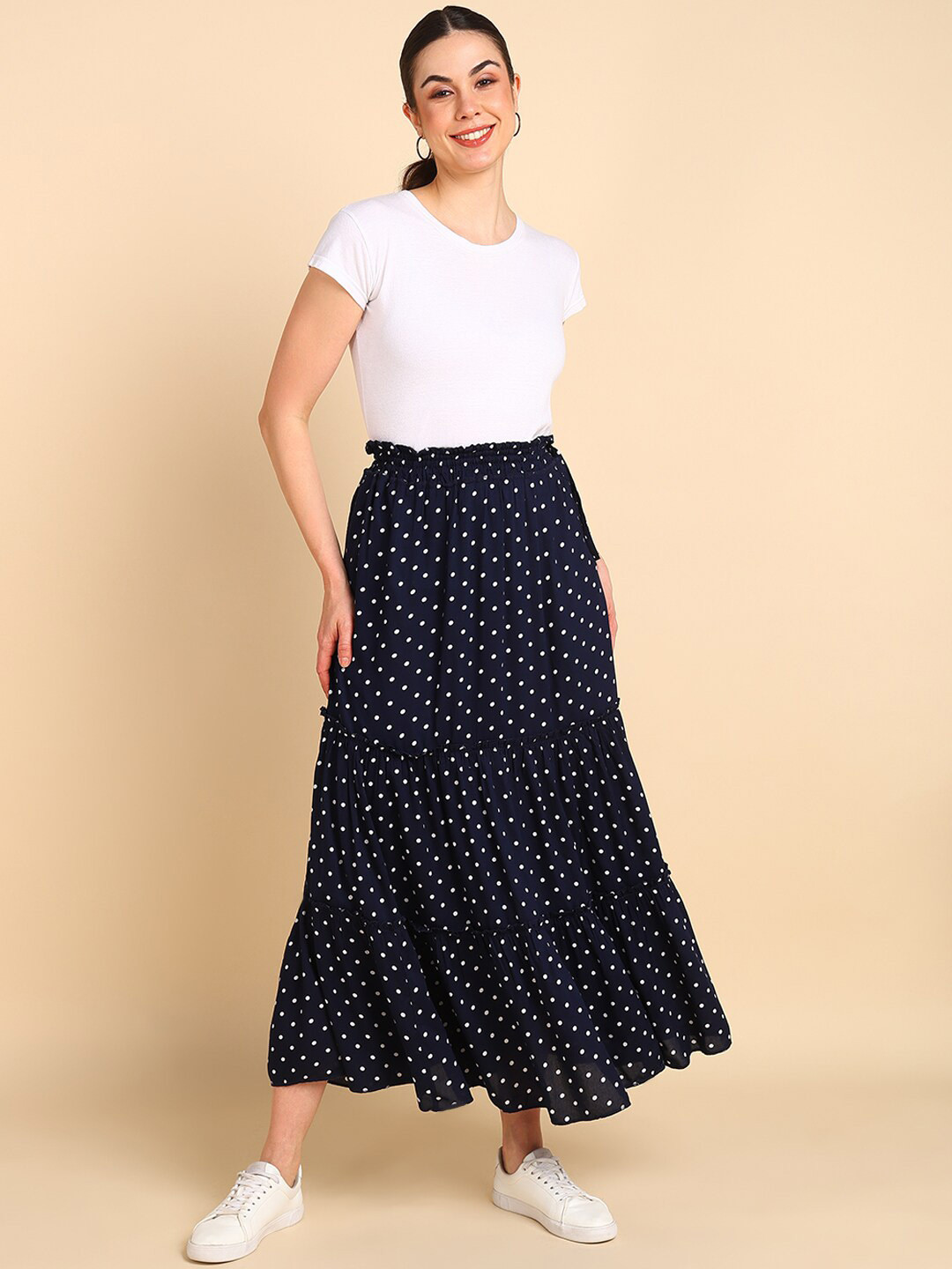 House Of Zelena Printed Tiered Maxi Maternity Skirt