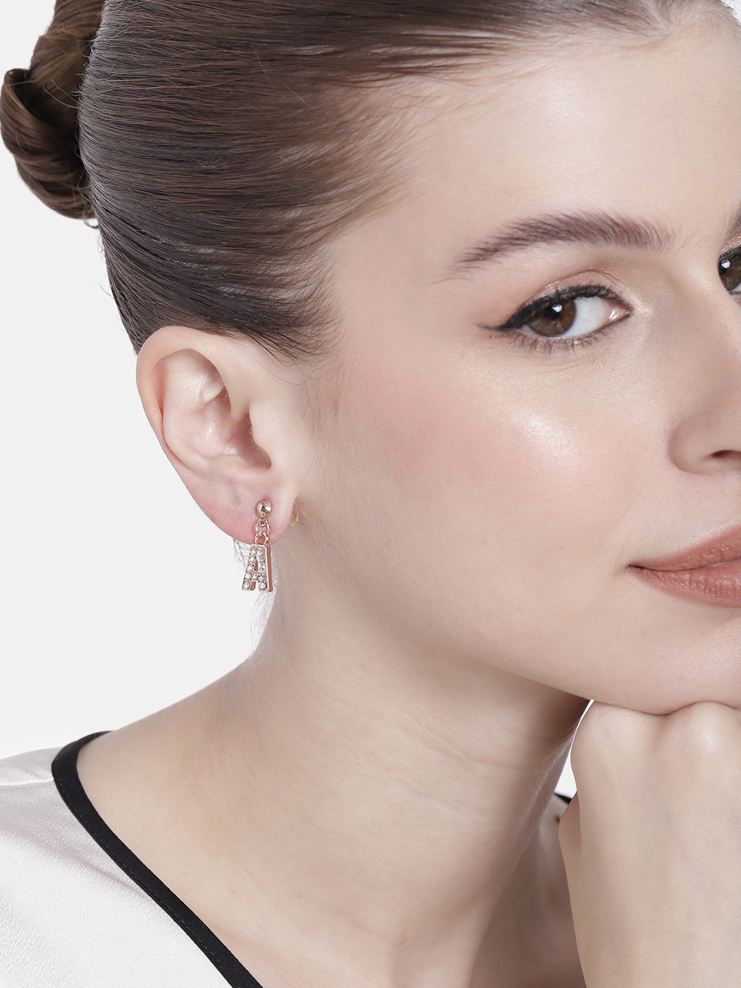 Estele Rose Gold-Plated Crystal Contemporary Drop Earrings