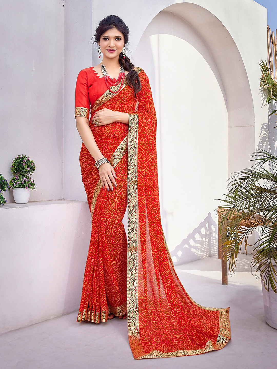 KALINI Bandhani Printed Saree