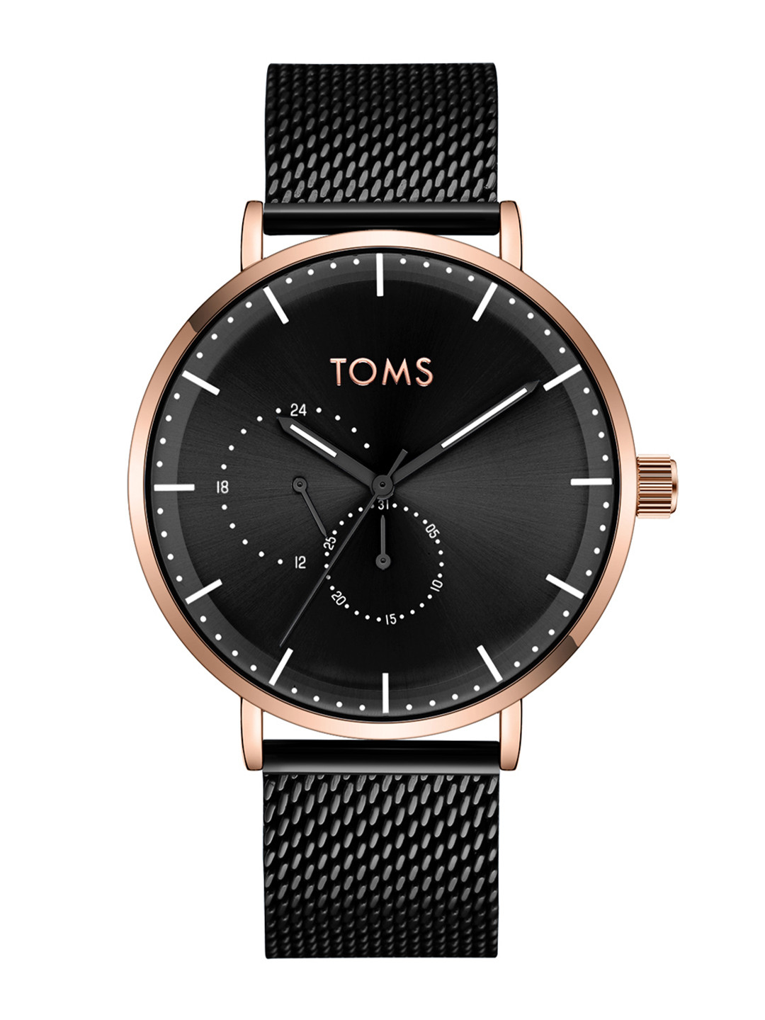 TOMS Men Stainless Steel Bracelet Style Straps Analogue Watch T1907C-R