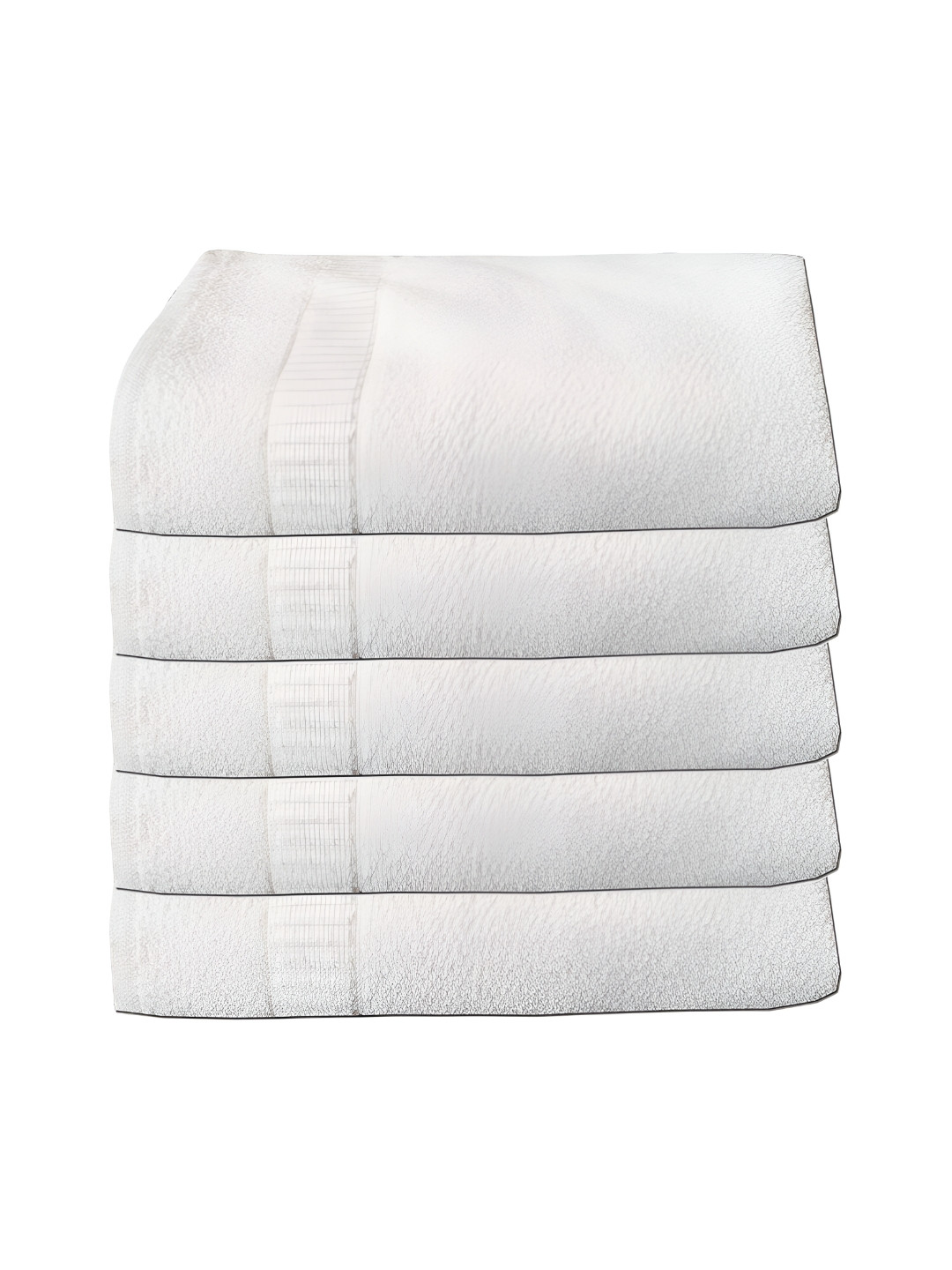 UrbanArts White 5 Pcs Terry Cotton 400 GSM Bath Towels