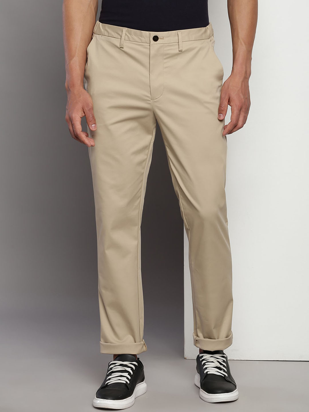 Tommy Hilfiger Men Mid-Rise Cotton Khaki Trouser
