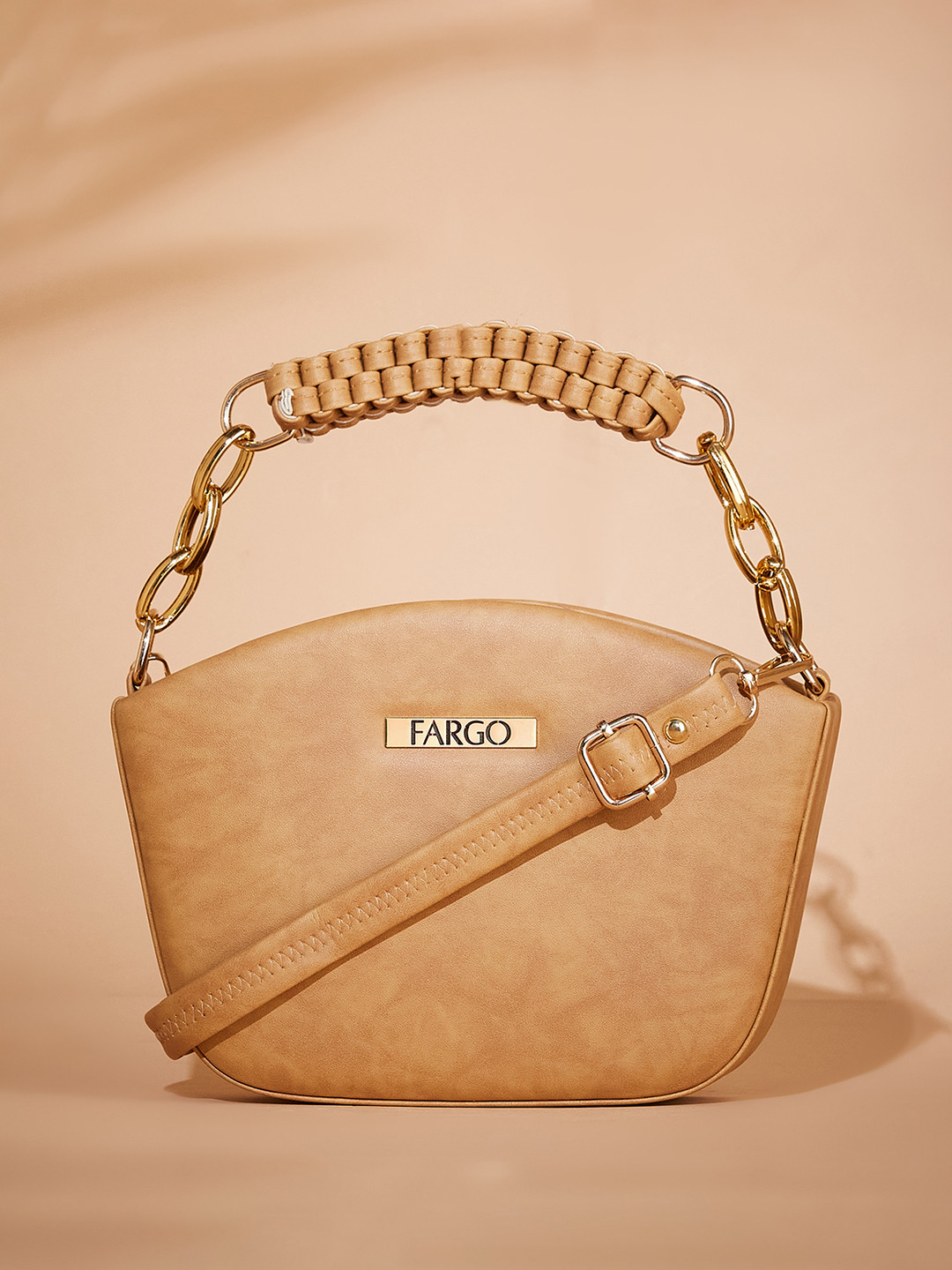 FARGO Textured Zip Detail PU Structured Handheld Bag