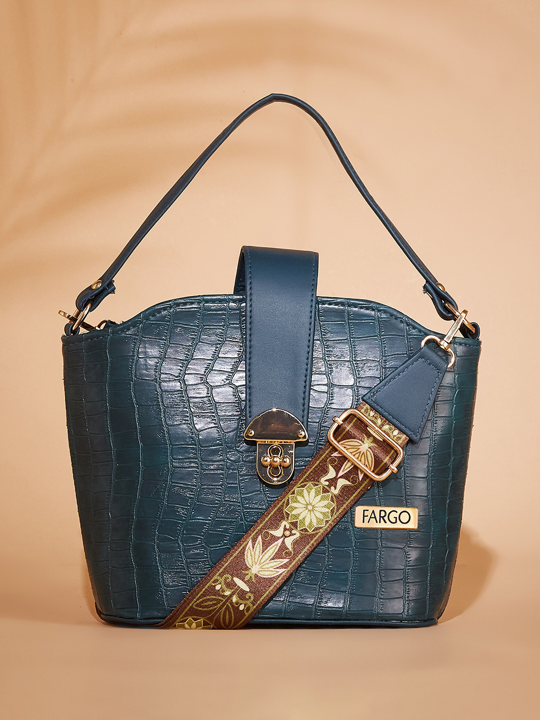 FARGO Textured Zip Detail PU Structured Shoulder Bag