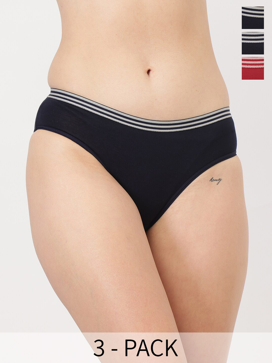 DressBerry Black Pack Of 3 Hipster Briefs DB-CHV-BRF-33-12A