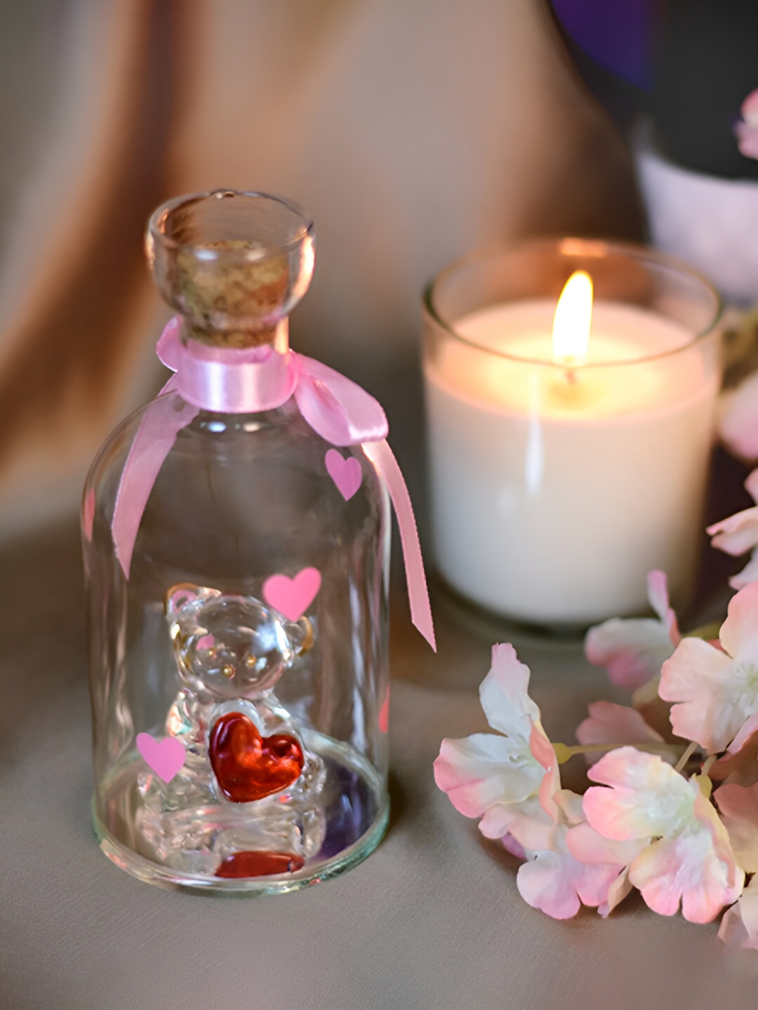 Giftii Message Jar Transparent Glass Glossy Living Room Small Showpiece - 3.1 Inches