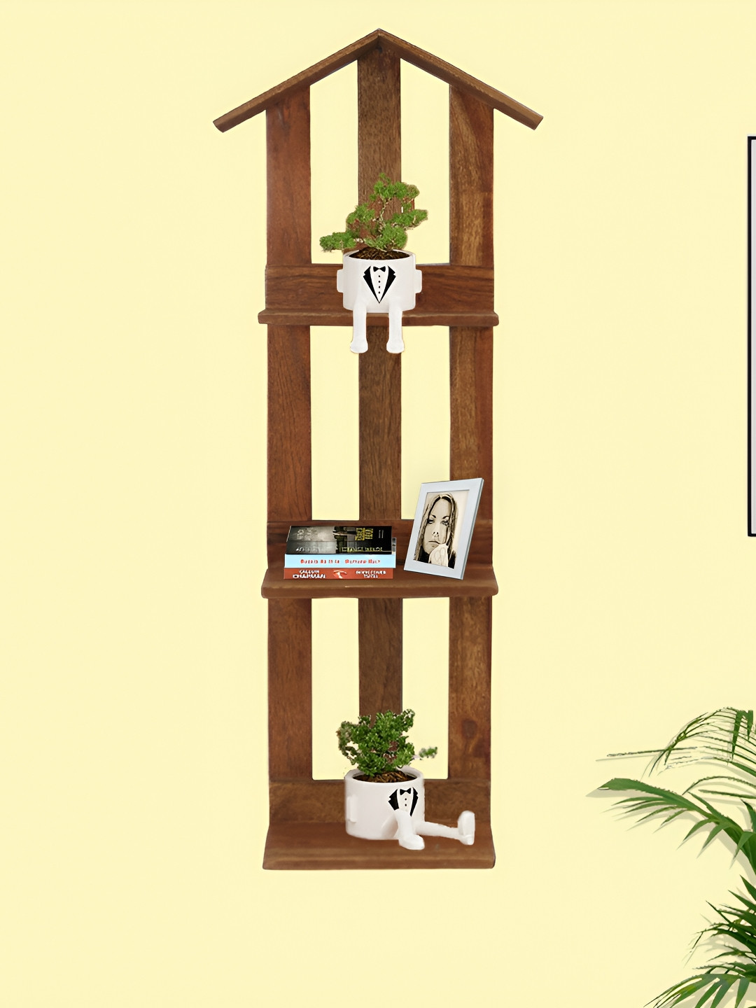 GLOBALLY INDIAN Brown Wooden Wall Shelf