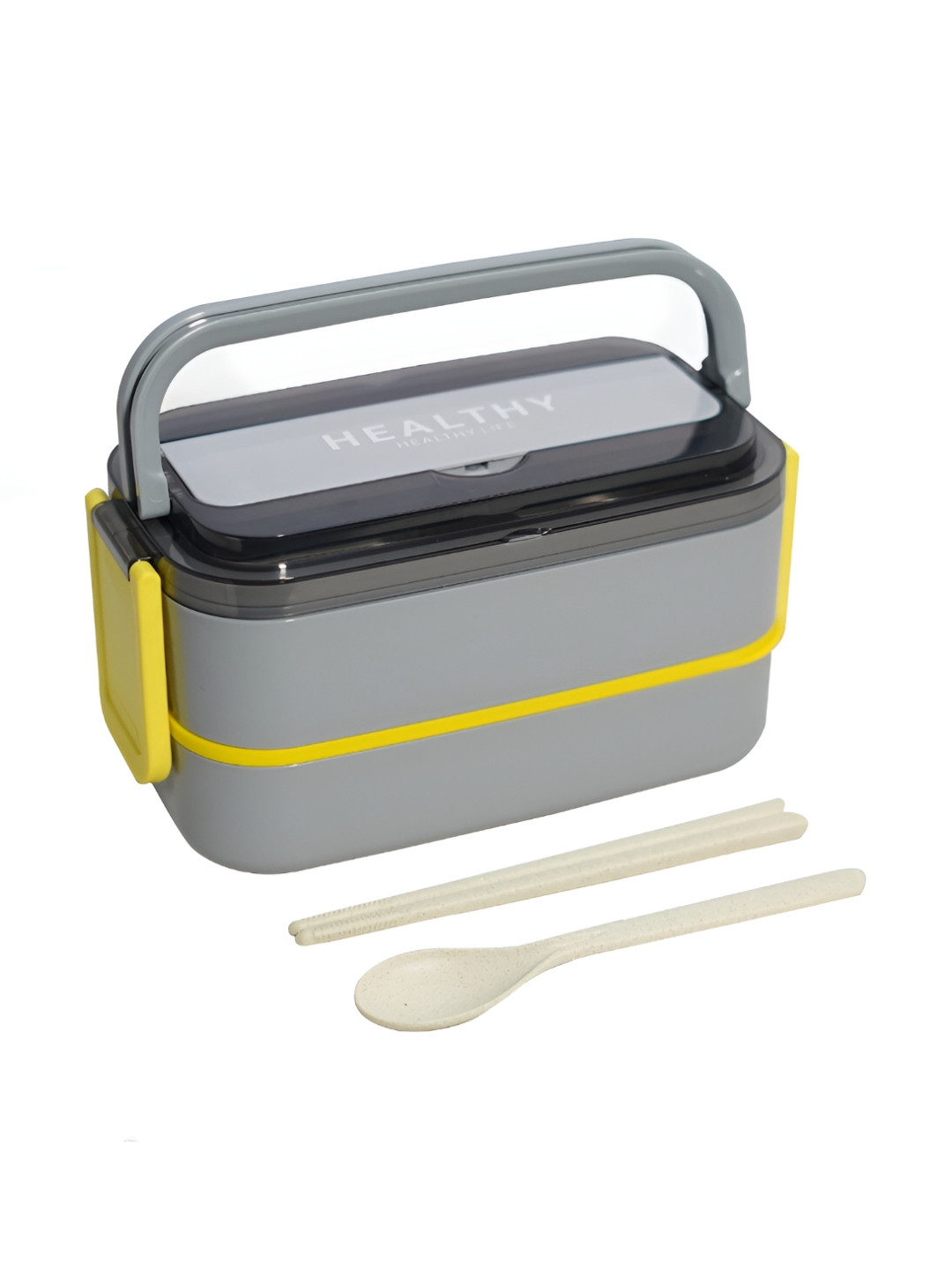UniKart Grey Stainless Steel Japanese Bento Lunch Box & Cutlery