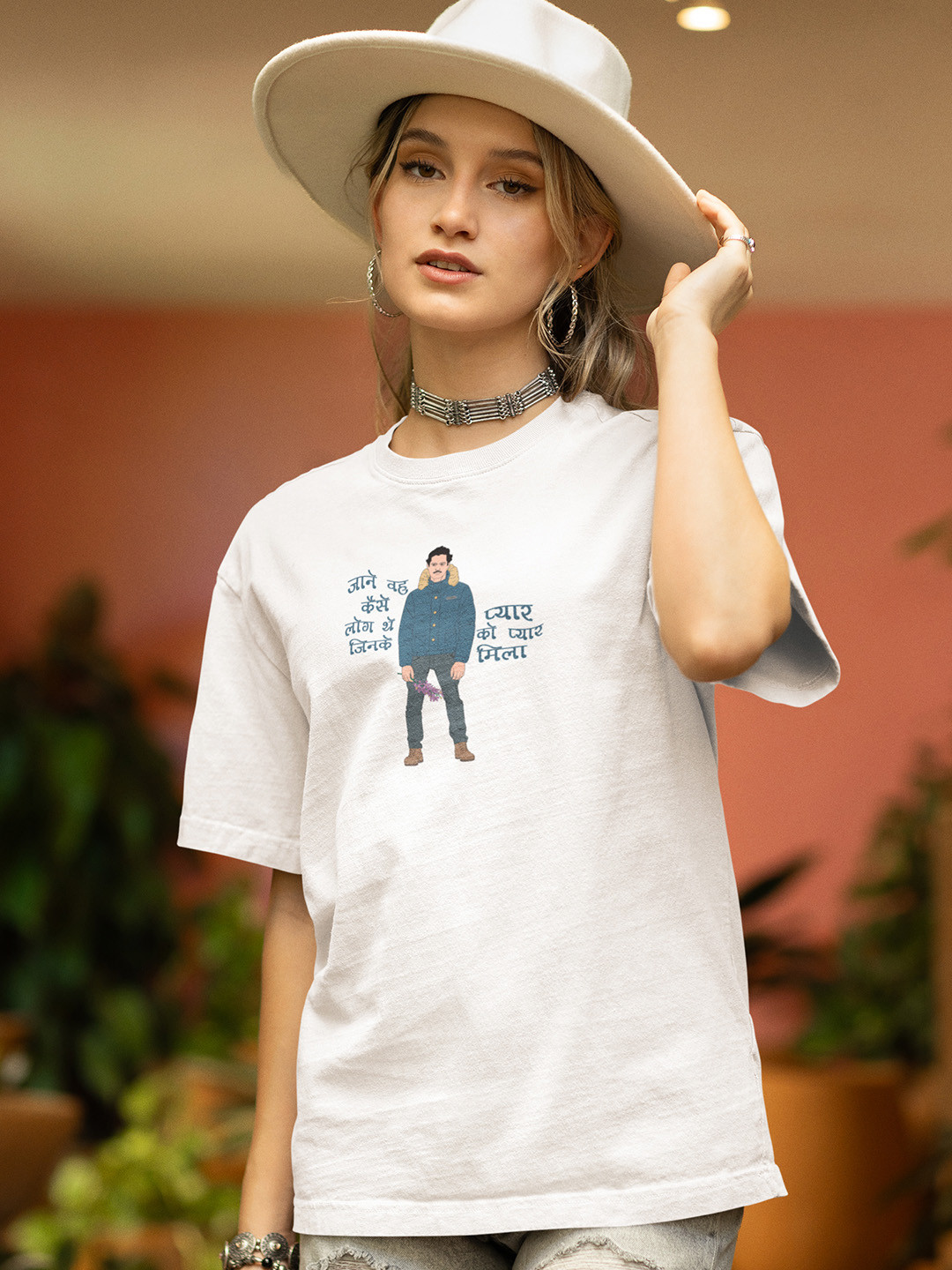 BOLLYWOO.OOO Unisex Vintage Heart Break White Graphic Round Neck Cotton Oversized T-shirt