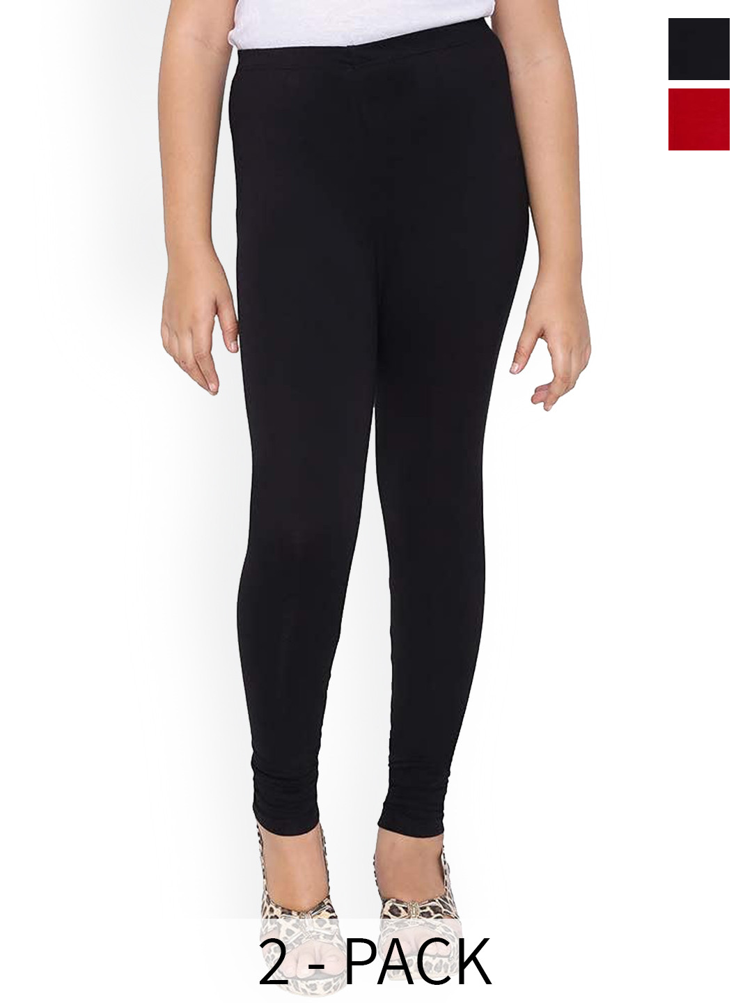 FFRENCH KLEIDER Girls Pack Of 2 Churidar Length Leggings