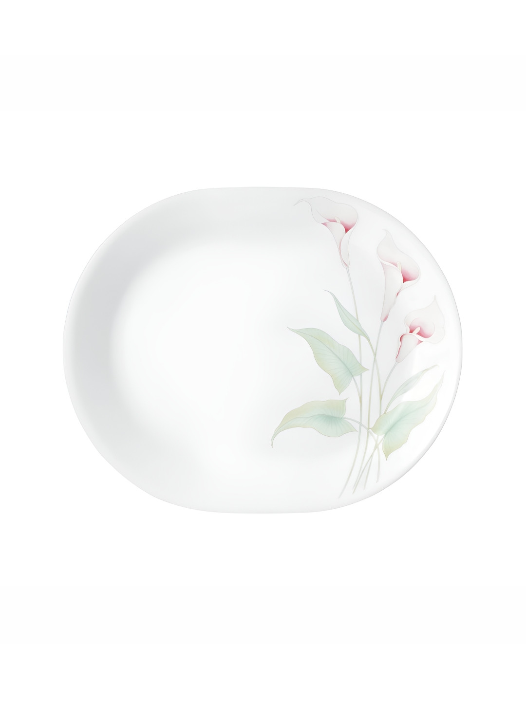 Corelle White & Green Asia Collection Lilyville Oval Serving Platter