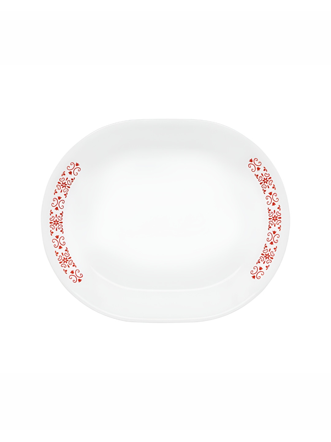 Corelle Livingware Red Trellis White Oval Serving Platter
