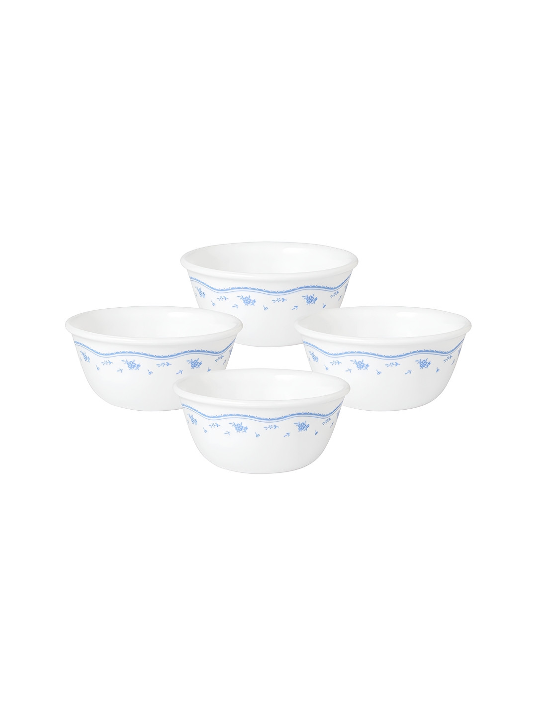 Corelle White 4 Pieces Livingware Morning Blue Curry Serving Bowls 177 ml each