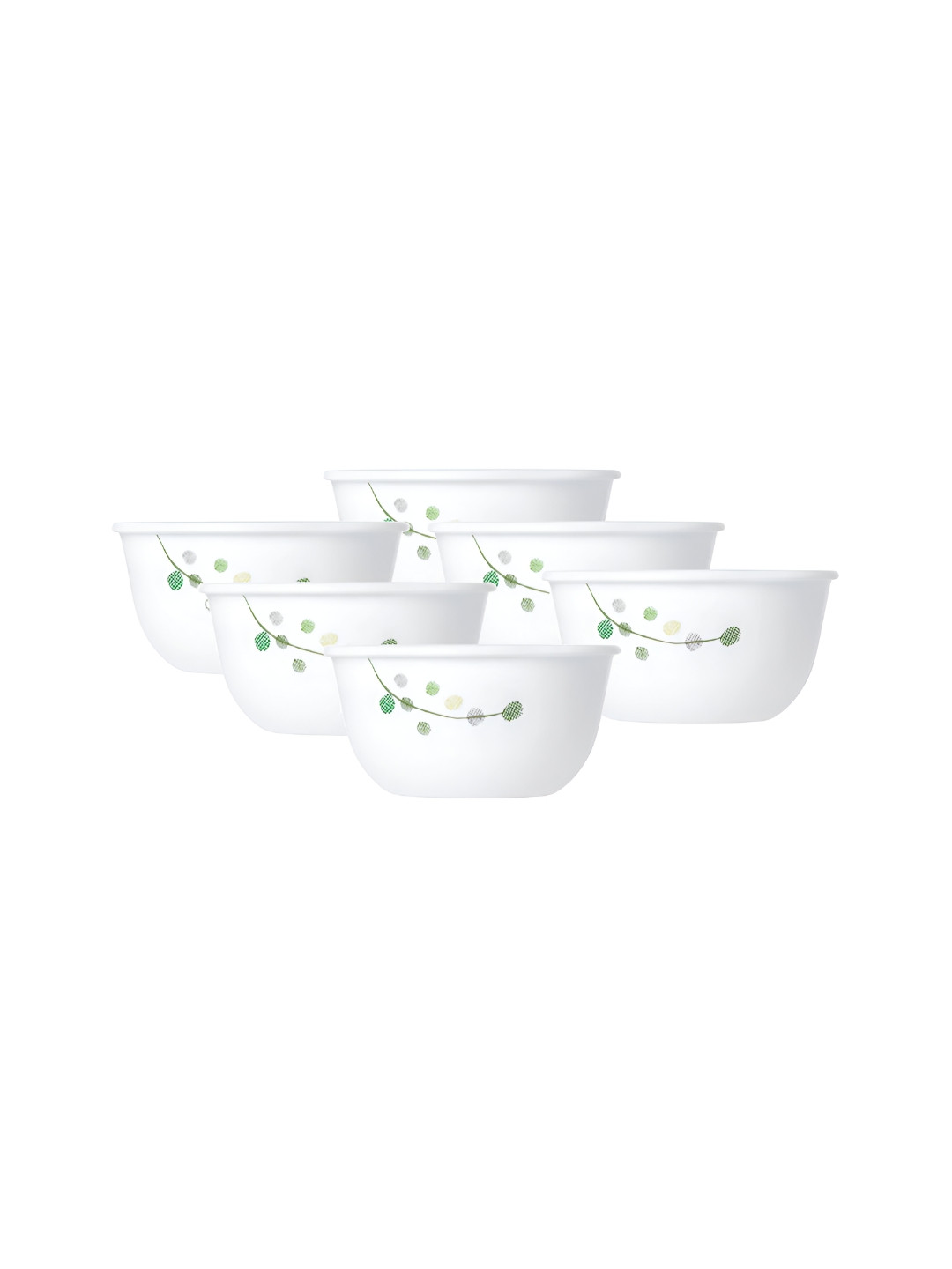 Corelle White & Green 6 Pieces Livingware Plus Delight Soup Serving Bowls 325 ml