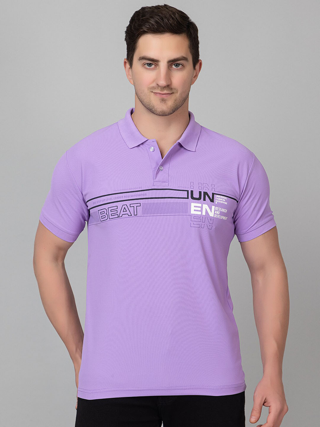 ZEFFIT Typography Printed Polo Collar Casual T-shirt