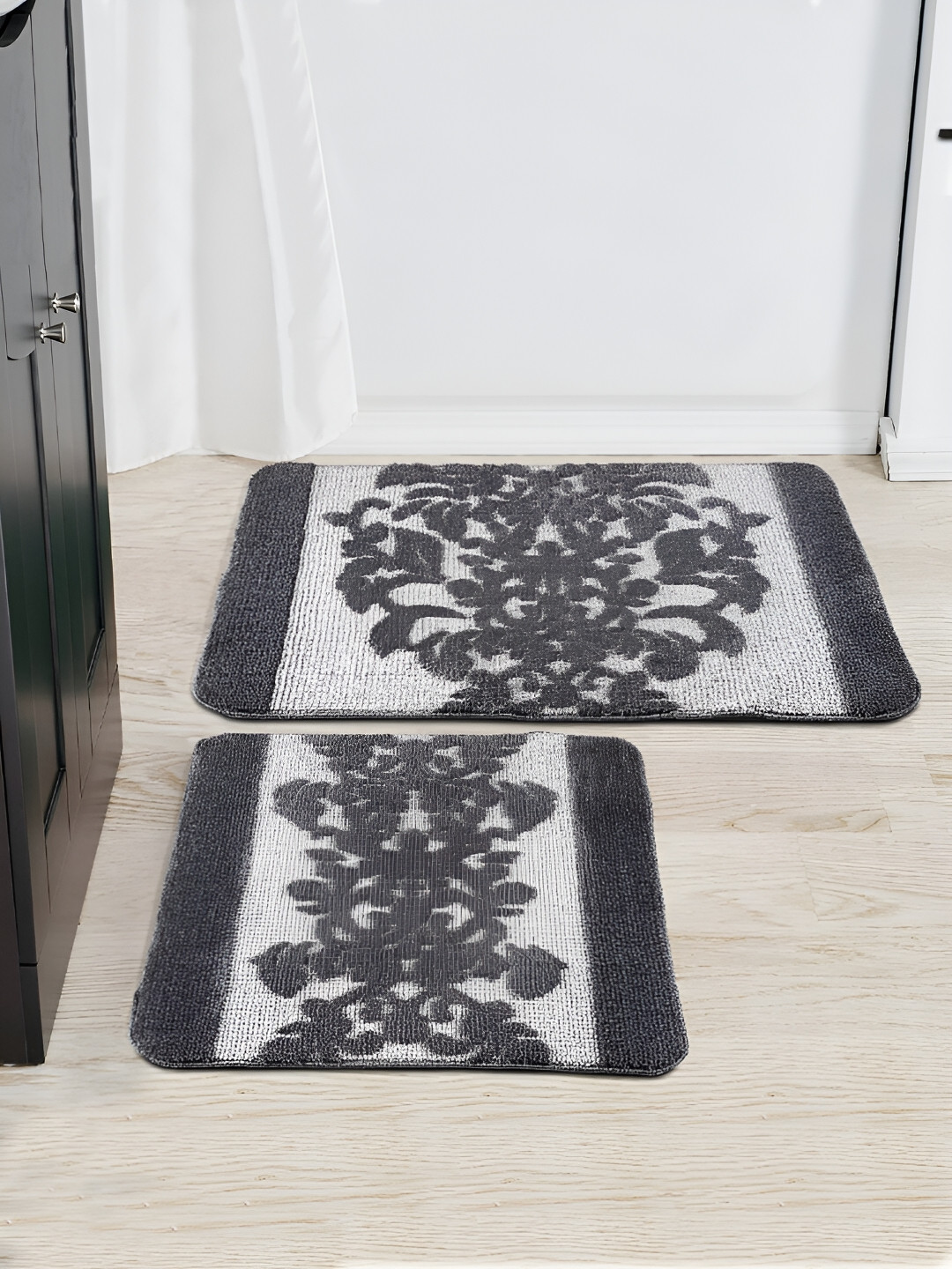 Saral Home 2-pcs Grey 3000 GSM Microfiber Bathmat