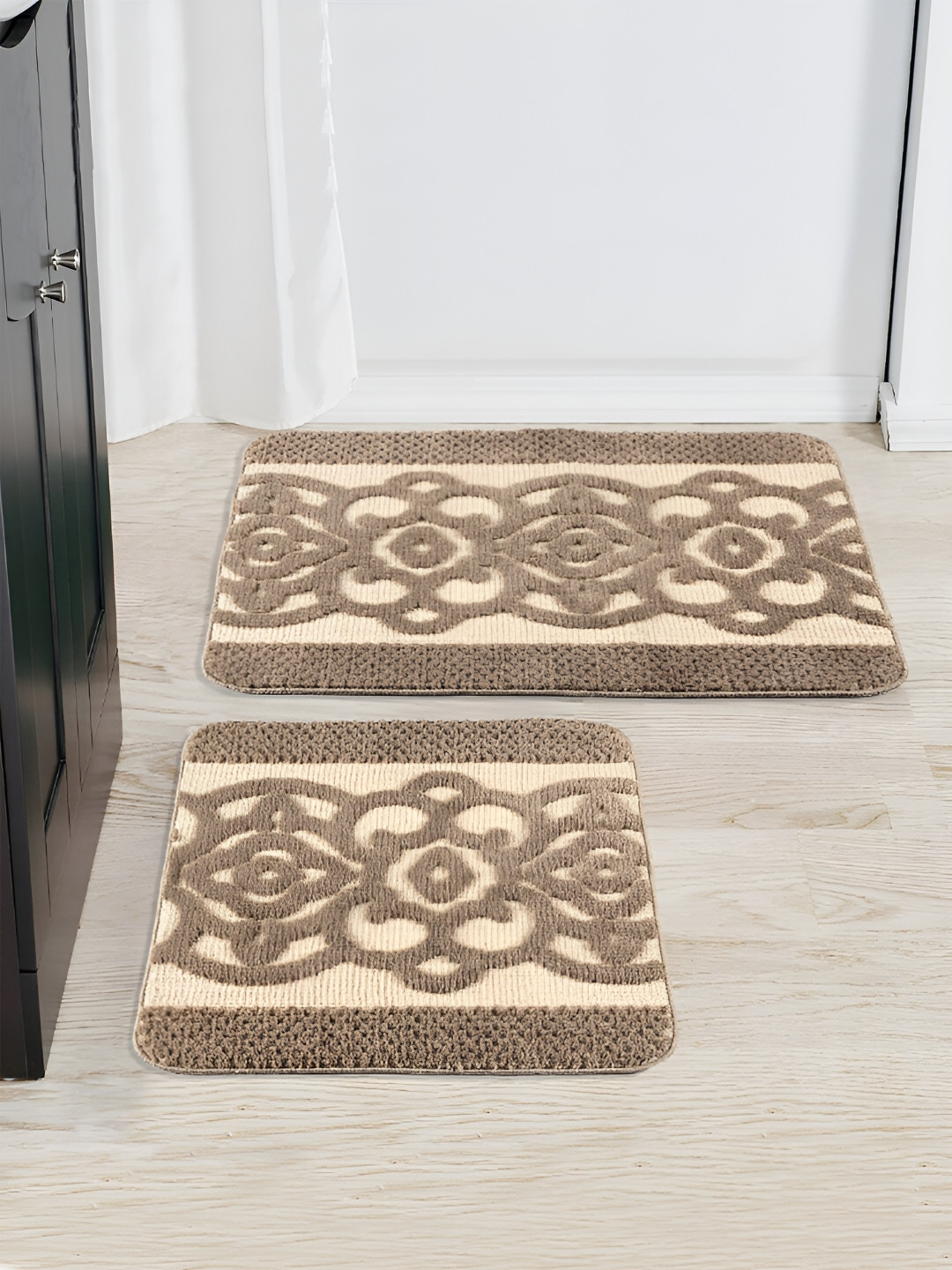 Saral Home 2-pcs Beige 3000 GSM Microfiber Bathmat