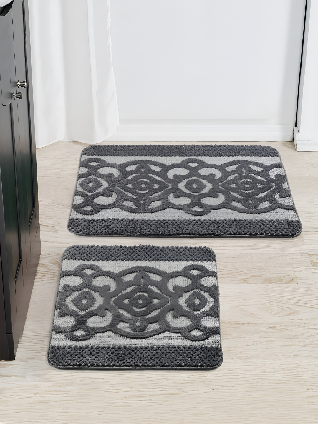 Saral Home 2-pcs Grey 3000 GSM Microfiber Bathmat