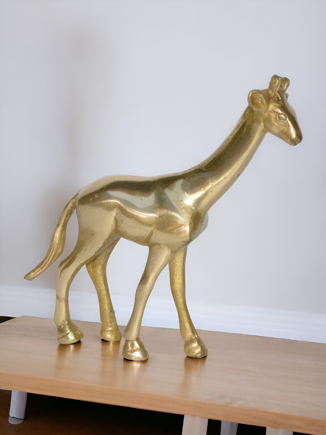Aakrati Giraffe Brown Brass Metallic Living Room Small Showpiece - 4.8 Inches