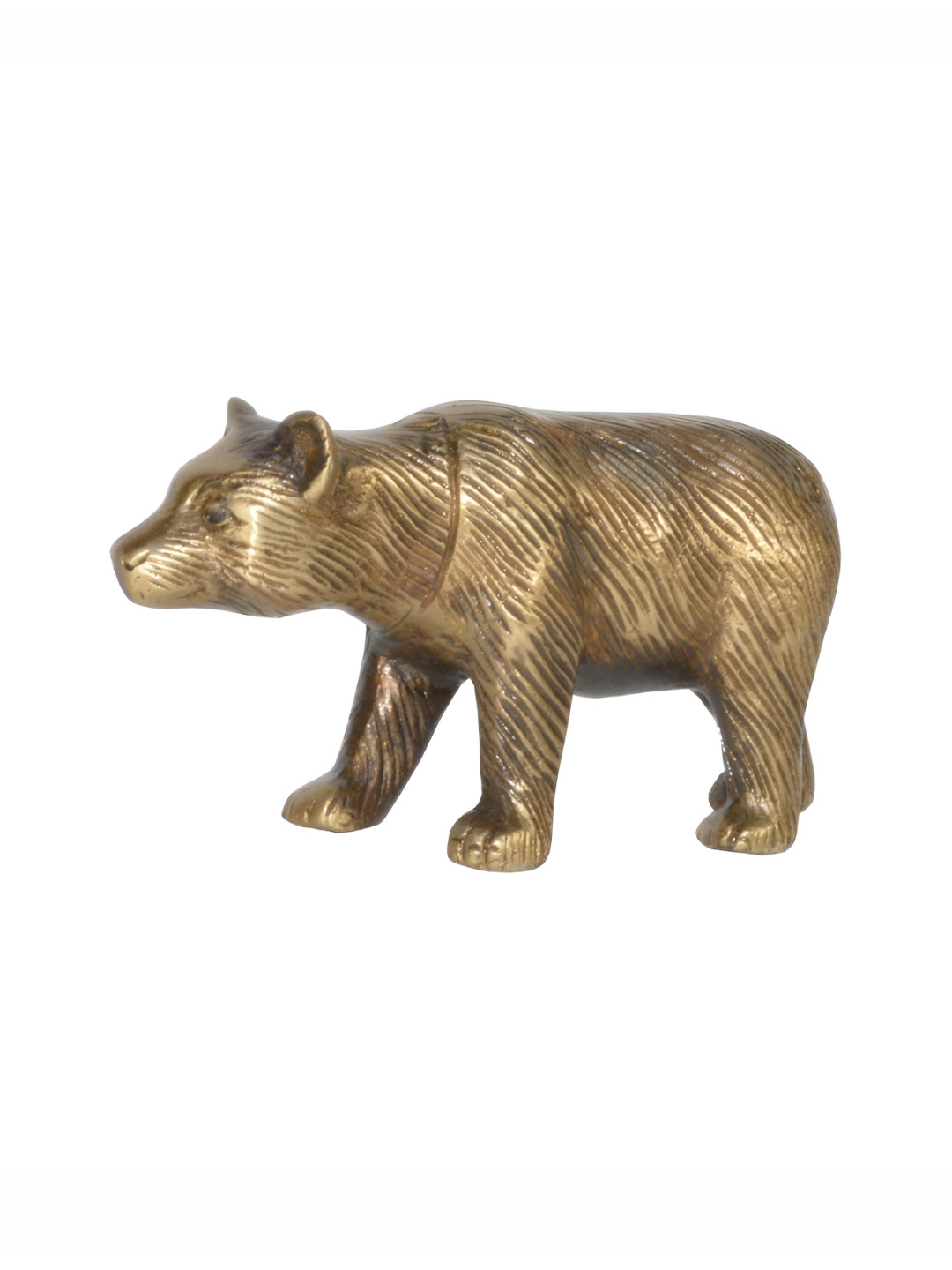 Aakrati Bear Yellow Brass Metallic Living Room Hand-Crafted Tiny Showpiece - 2 Inches