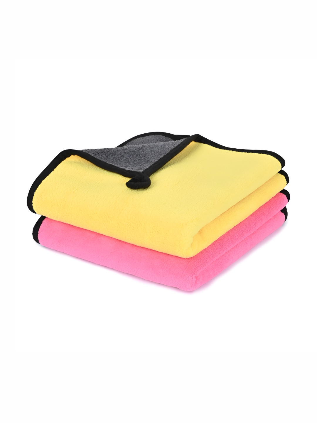 LOOM LEGACY Pink & Yellow 2 Pieces Microfiber Wet & Dry Cleaning Towel