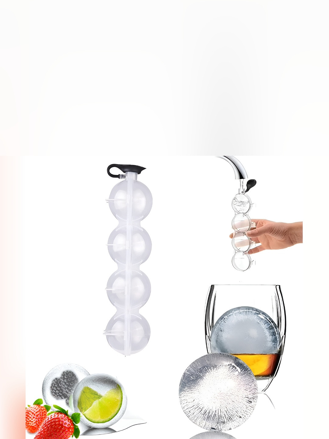 Alexvyan Transparent 4 Big Round Pop Up Ice Cube Tray