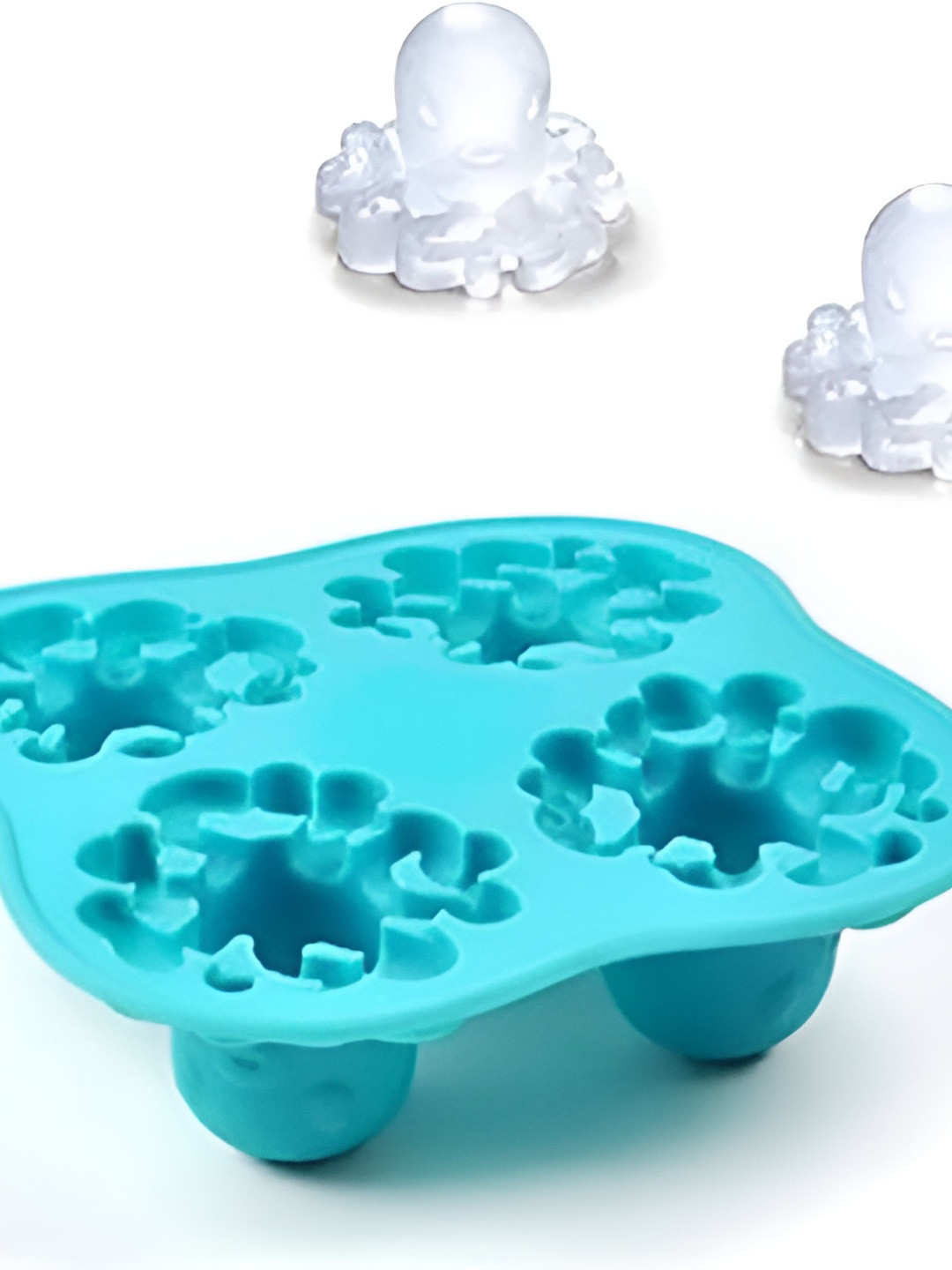 Alexvyan Blue 4 Pieces  Silicone Octopus Flexible Ice Mould