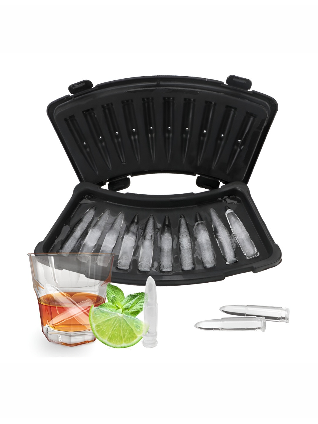 Alexvyan Black 10 Cavity Easy Release Ice Moulds Tray