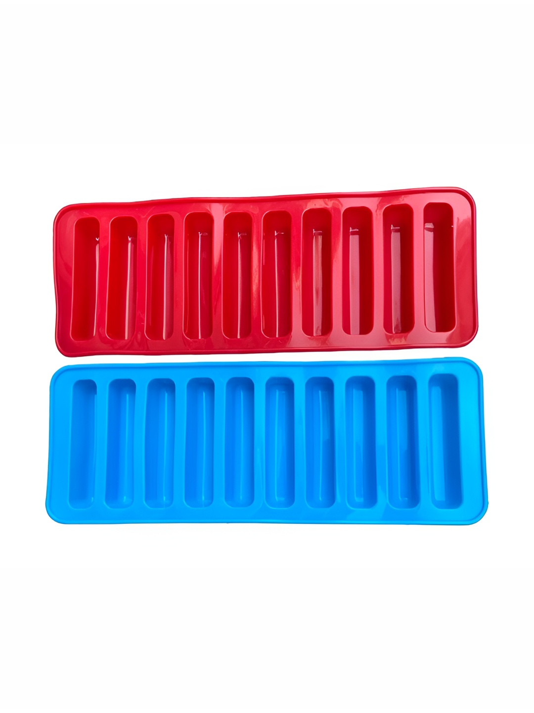 Alexvyan Red & Blue 2 Pieces Silicone Long Stick Pop Up Ice Cube Trays