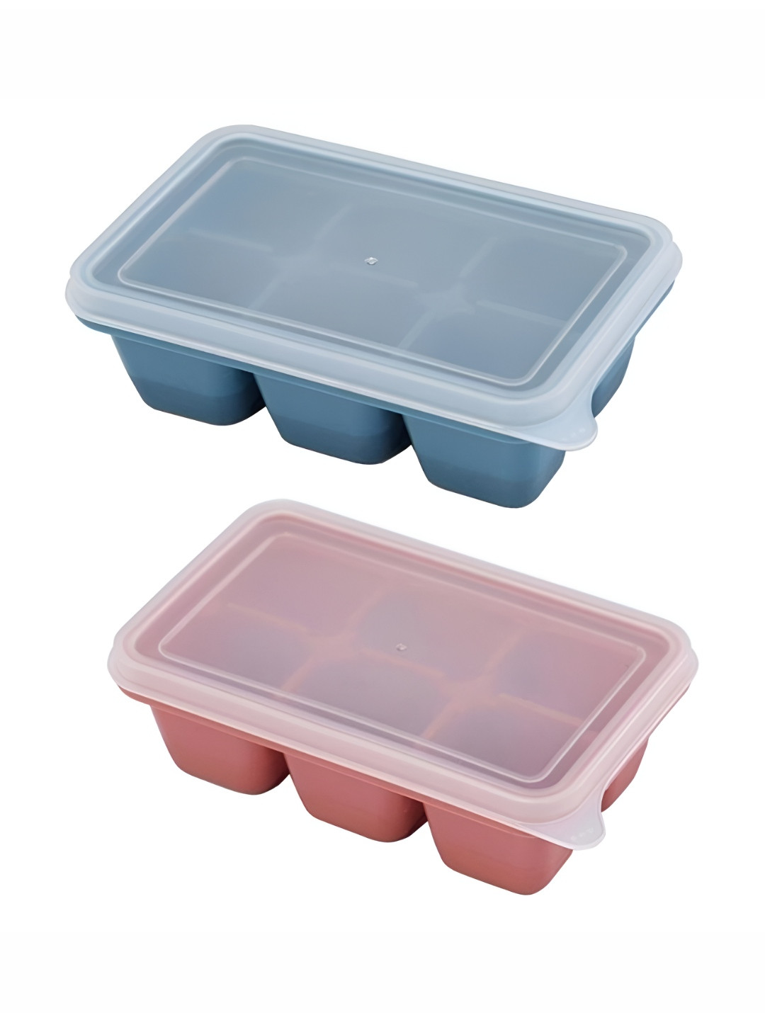 Alexvyan Pink & Blue 2 Pieces Mini Cavity Pop Up Ice Cube Mould With Lid