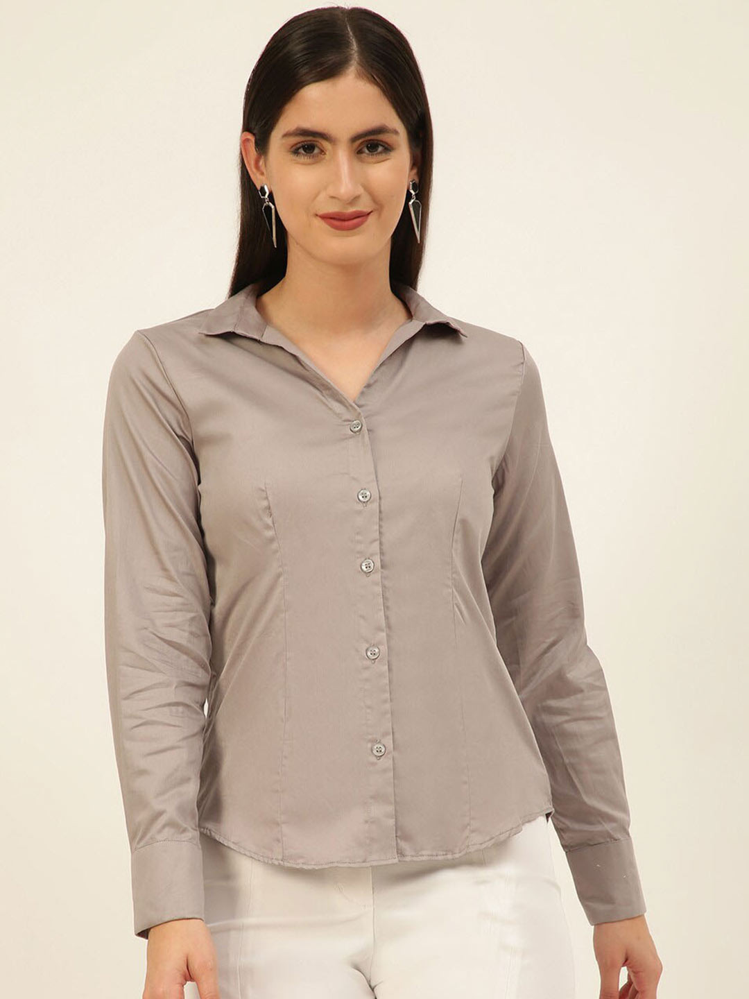 JAVINISHKA Premium Egyptian Giza Comfort Tailored Fit Opaque Satin Formal Shirt