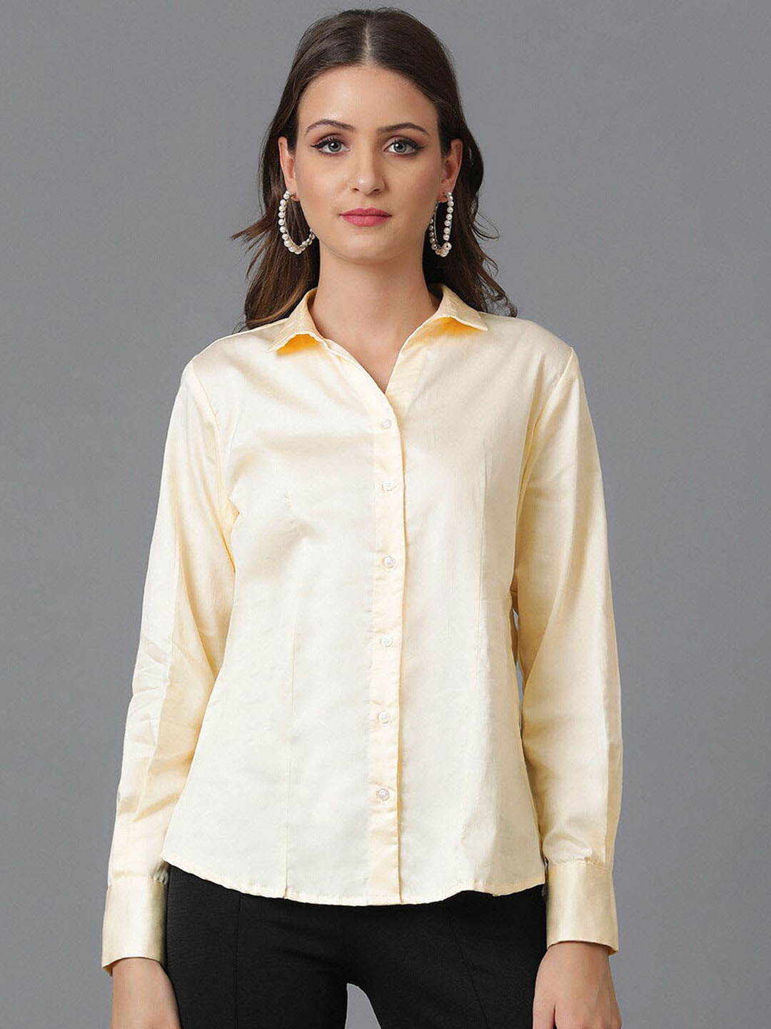 JAVINISHKA Premium Egyptian Giza Comfort Tailored Fit Opaque Satin Formal Shirt