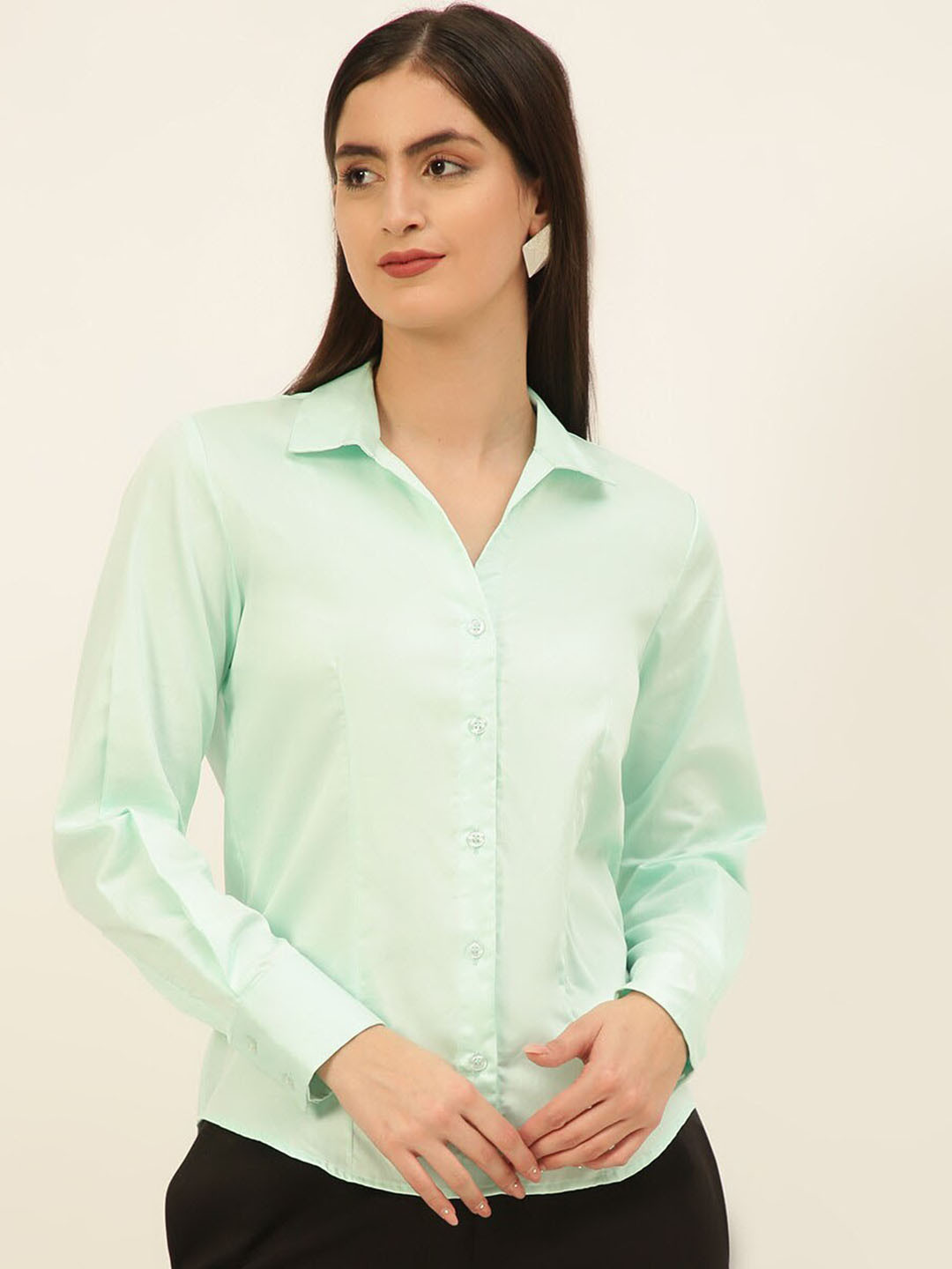 JAVINISHKA Premium Egyptian Giza Comfort Tailored Fit Opaque Satin Formal Shirt