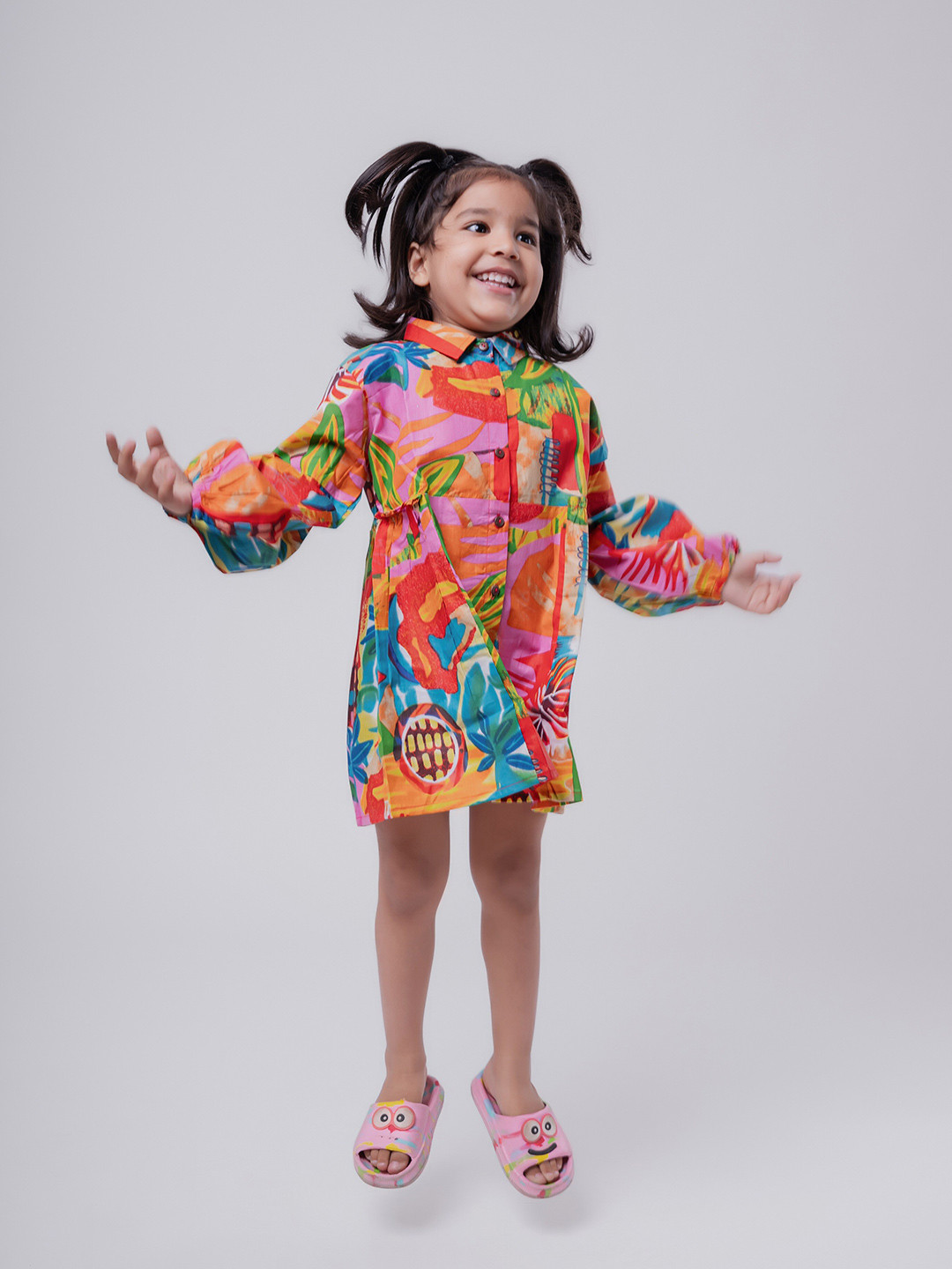 MASU LIVING Print Shirt Collar Shirt Dress