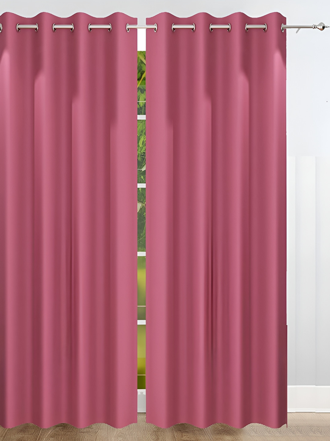 RIDHAAN Pink 2 Pcs Room Darkening Long Door Curtain